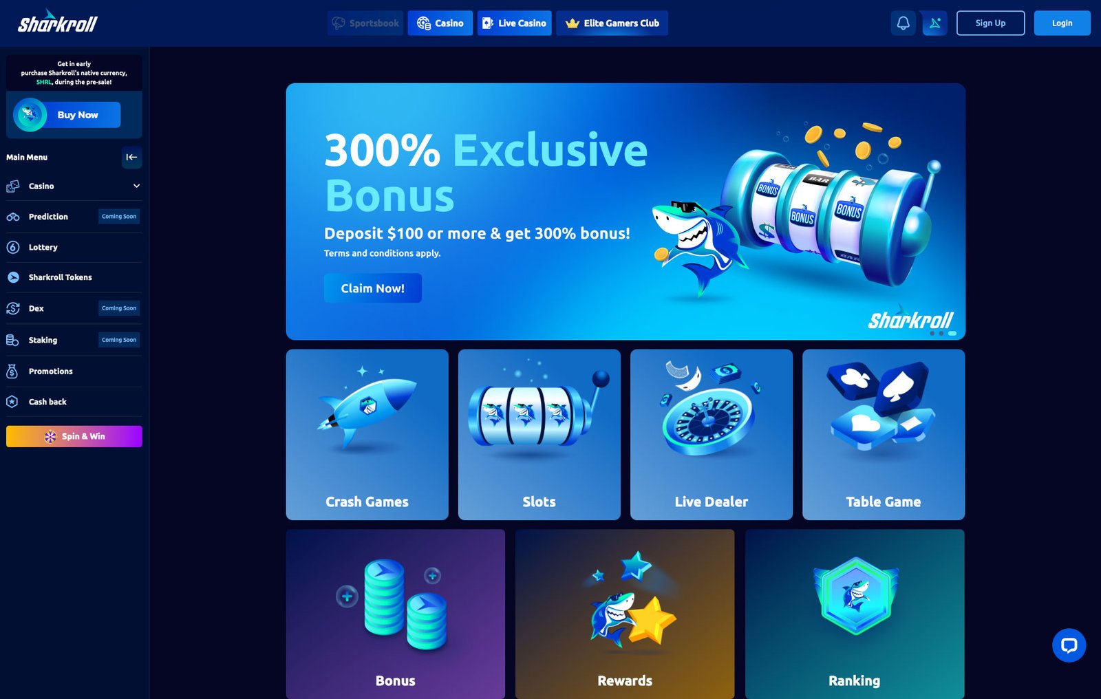 Sharkroll casino welcome bonus